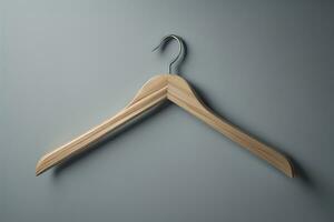 Wooden clothes hanger hanging on the wall. ai generative photo