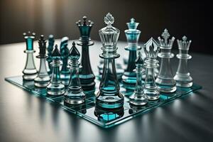 glass chess pieces on a dark background, the concept of business strategy.  ai generative 27066020 Stock Photo at Vecteezy