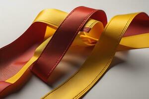 Shiny satin ribbon in brown color isolated on white background. ai generative photo