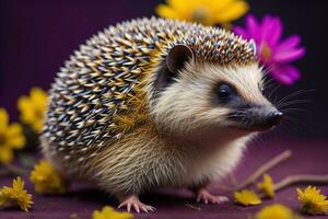 Hedgehog, Erinaceus Europaeus. ai generative photo