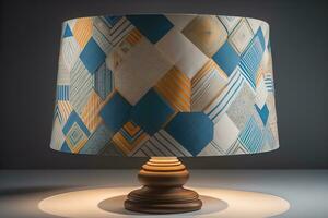 a decorative and colorful lamp on a solid color background. ai generative photo
