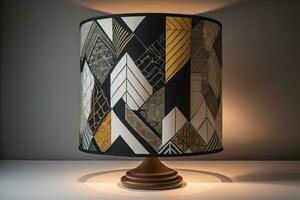 a decorative and colorful lamp on a solid color background. ai generative photo