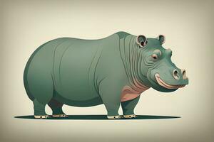 Hippopotamus standing on its hind legs. Vector illustration. ai generative photo