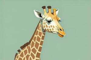 Giraffe isolated on green background. Cartoon style. Vector illustration. ai generative photo