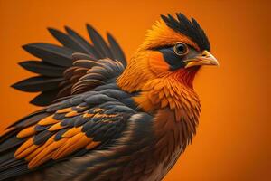 Colorful chicken on a solid color background, studio photo. ai generative photo