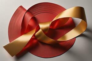 Shiny satin ribbon in brown color isolated on white background. ai generative photo