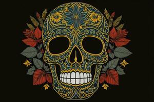 Day of the Dead sugar skull. Mexican sugar skull. ai generative photo