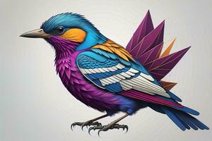 Colorful bird in grunge style. Vector illustration. ai generative photo