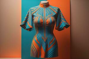 Women's dress on a mannequin in a fashion store. ai generative photo