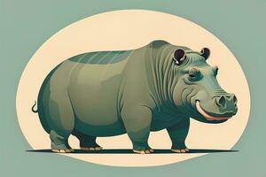 Hippopotamus standing on its hind legs. Vector illustration. ai generative photo