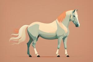 marrón y blanco caballo de pie. vector ilustración. ai generativo foto