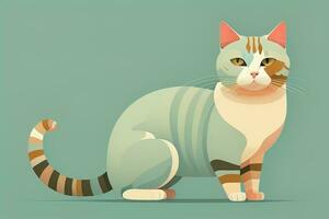 Cute cat sitting on the floor. Vector illustration in retro style. ai generative photo