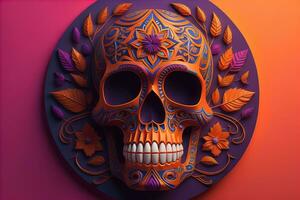 Day of the Dead sugar skull. Mexican sugar skull. ai generative photo