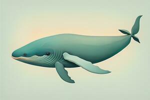 Blue whale isolated on a solid clor background. ai generative photo