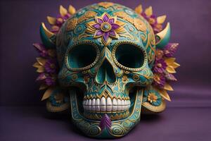 Day of the Dead sugar skull. Mexican sugar skull. ai generative photo