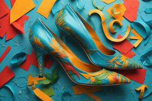 Men's shoes on a solid colour background. Studio shot. ai generative photo