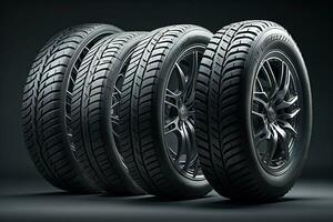 Car tires on a solid color background. ai generative photo