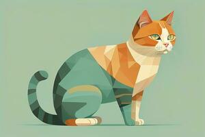 Cute cat sitting on the floor. Vector illustration in retro style. ai generative photo