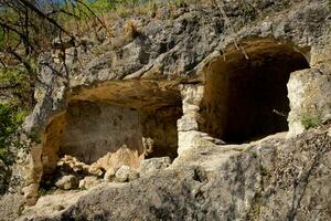 View on the cavetown Chufut-Kale near Bakhchisarai city on the Crimea photo