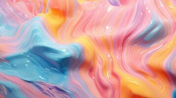 Hand painted background with mixed liquid pink and blue paints. Abstract painting with liquid acrylic. Marble colorful abstract background. Liquid marble pattern. Generative AI photo