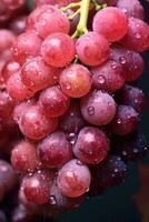 de cerca de un manojo de rosado uva. antecedentes desde uvas. generativo ai foto