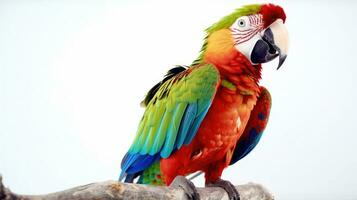 un hermosa pájaro alasverdes guacamayo aislar en blanco antecedentes. rojo loro retrato. generativo ai foto