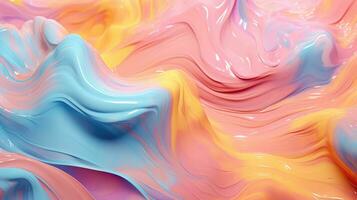 Hand painted background with mixed liquid pink and blue paints. Abstract painting with liquid acrylic. Marble colorful abstract background. Liquid marble pattern. Generative AI photo