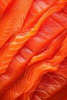 antecedentes desde rebanadas de rojo pescado salmón y salmón. generativo ai foto