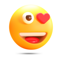 realistic 3d rendering love hearts eyes with tongue out emoji png