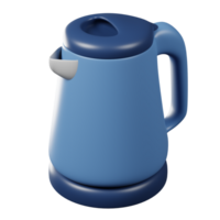 Hot water kettle 3d render on transparent background. png