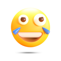 realistisk 3d tolkning ansikte med tårar av glädje emoji png