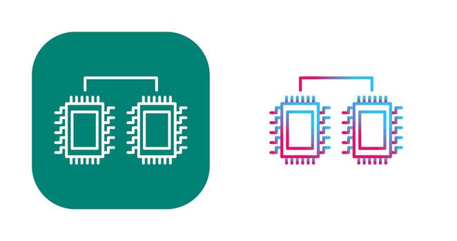 procesadores conectados vector icono
