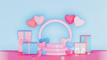 Birthday 3D With Podium Background For Product , celebrate , Advertising . Pastel Background . 3D rendering photo