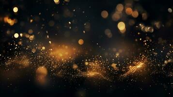 Abstract colorful glittering effect defocused design on dark background, shiny elegance fantasy bright color contrast with black concept, AI Generative photo