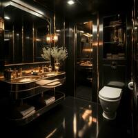 Interior Design of a spacious Modern Luxury Bathroom, AI Generative photo