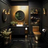 Interior Design of a spacious Modern Luxury Bathroom, AI Generative photo