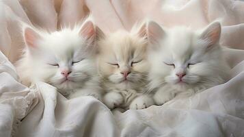 peacefully sleeping baby cat, cozy cute kitten napping, AI Generative photo