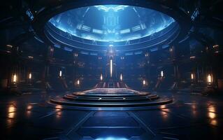 Virtual regality fantasy arena, E-sport game battle, stadium, Futuristic space, AI Generative photo