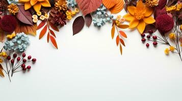 Colorful autumn yellow and red leaves isolated on background, Copy Space, AI Generative photo