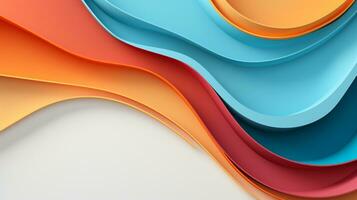 Colorful paper waves on white background, abstract papercut design, copy space, AI Generative photo