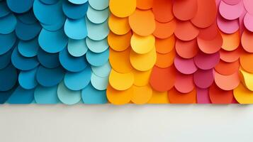 Colorful paper on white background, abstract papercut design, copy space, AI Generative photo