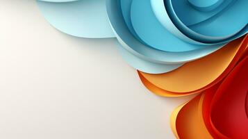 Colorful paper waves on white background, abstract papercut design, copy space, AI Generative photo