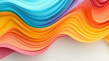 Colorful paper waves on white background, abstract papercut design, copy space, AI Generative photo