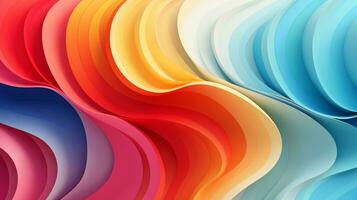 Colorful paper waves on white background, abstract papercut design, AI Generative photo