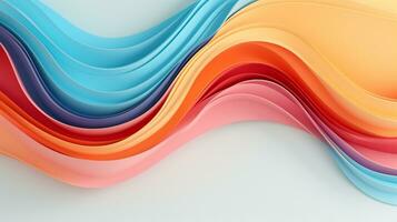 Colorful paper waves on white background, abstract papercut design, copy space, AI Generative photo