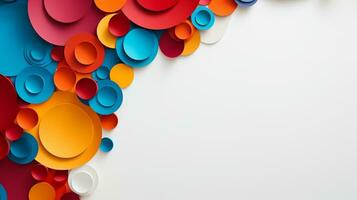 Colorful paper on white background, abstract papercut design, copy space, AI Generative photo