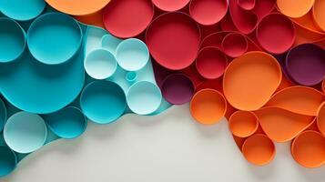 Colorful paper on white background, abstract papercut design, copy space, AI Generative photo
