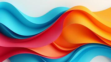 Colorful paper waves on white background, abstract papercut design, AI Generative photo