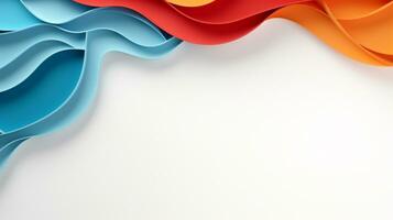 Colorful paper waves on white background, abstract papercut design, copy space, AI Generative photo
