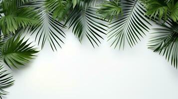 Tropical frame with green palm leaves Design on background, Copy space, Summer background, AI Generative photo